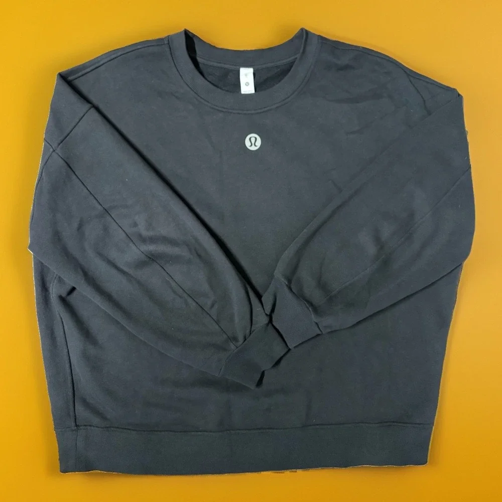 Lululemon Womens Perfectly Oversized Crew Crewneck Sweatshirt Black Pullover XL